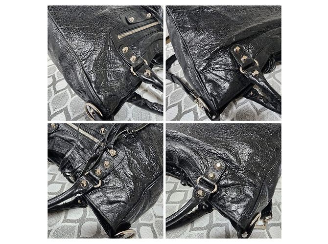 Balenciaga Motocross Classic Velo Borsa a Mano Nera Nero - vista 9