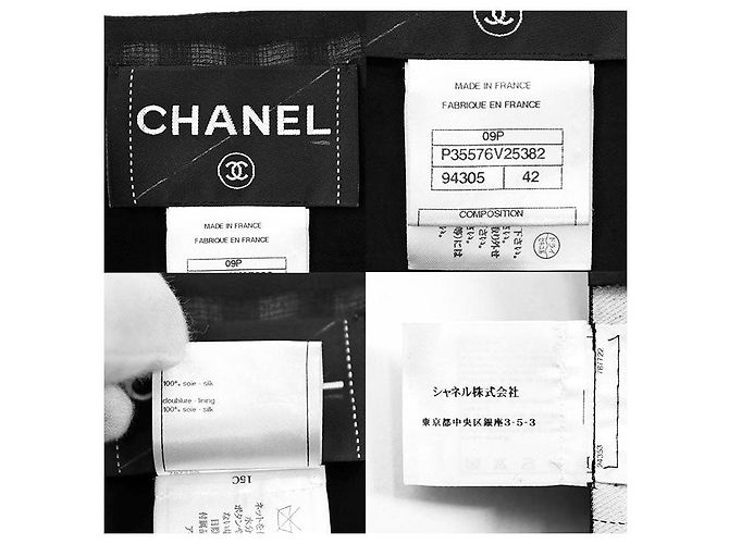Timeless Chaqueta de cuadros 100% seda Chanel COCO Mark Charm Negro - vista 10