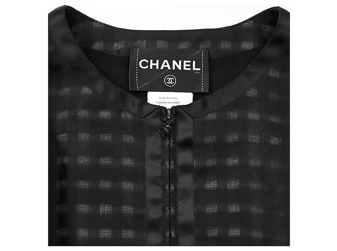 Timeless Chaqueta de cuadros 100% seda Chanel COCO Mark Charm Negro - vista 11