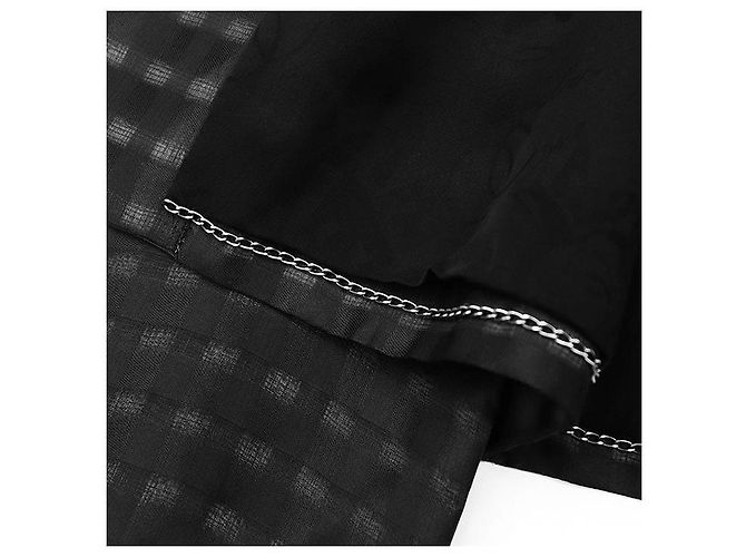 Timeless Chaqueta de cuadros 100% seda Chanel COCO Mark Charm Negro - vista 15