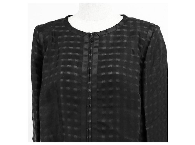 Timeless Chaqueta de cuadros 100% seda Chanel COCO Mark Charm Negro - vista 2