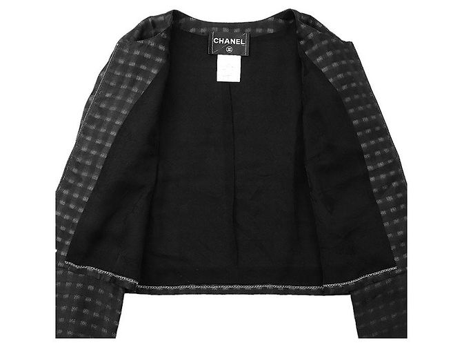 Timeless Chaqueta de cuadros 100% seda Chanel COCO Mark Charm Negro - vista 8