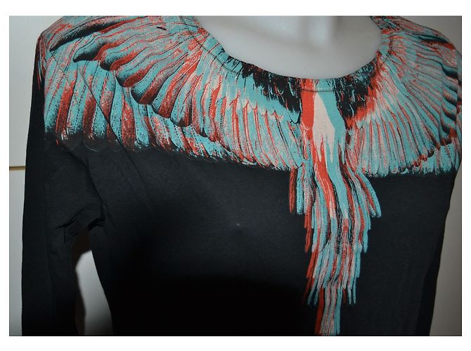 Autre Marque Marcelo Burlon Kleid mit Flügelprint Schwarz Mehrfarben - Ansicht 2