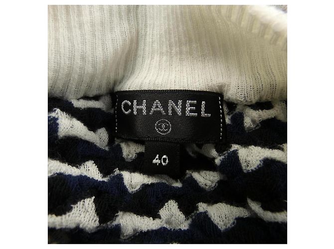 Top in maglia Chanel Nero Bianco - vista 5
