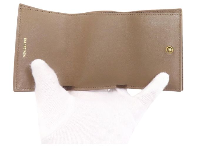 Balenciaga Mini Bi-fold Ledergeldbörse Braun - Ansicht 4