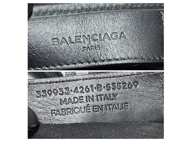 Borsa Balenciaga Cabas S in tela a righe - Blu Navy Nero Bianco - vista 2