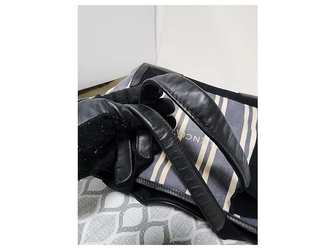 Borsa Balenciaga Cabas S in tela a righe - Blu Navy Nero Bianco - vista 5