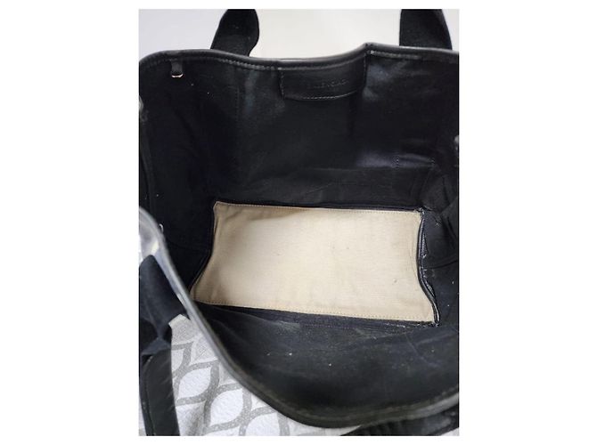 Borsa Balenciaga Cabas S in tela a righe - Blu Navy Nero Bianco - vista 9