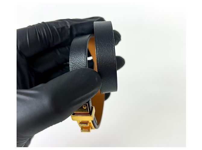 Hermès Hermes Mini Dog Double Tour Armband Leder Mini Schwarz - Ansicht 5