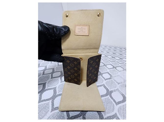 Louis Vuitton Monogram Folding Portafoglio e Custodia Gioielli Marrone - vista 6
