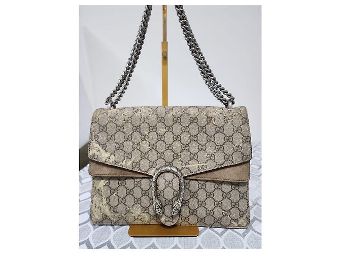 Gucci Dionysus Medium GG Supreme Monogram Borsa a tracolla Beige/Marrone - vista 14