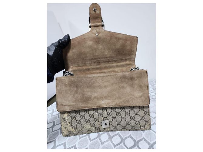 Gucci Dionysus Medium GG Supreme Monogram Borsa a tracolla Beige/Marrone - vista 4