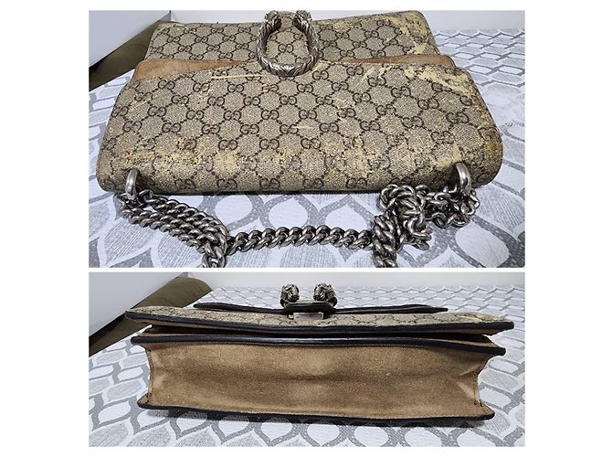 Gucci Dionysus Medium GG Supreme Monogram Borsa a tracolla Beige/Marrone - vista 6