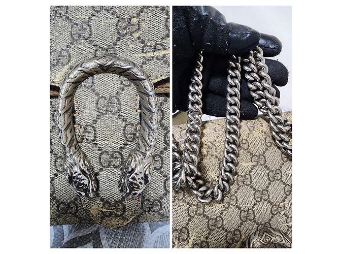 Gucci Dionysus Medium GG Supreme Monogram Borsa a tracolla Beige/Marrone - vista 9