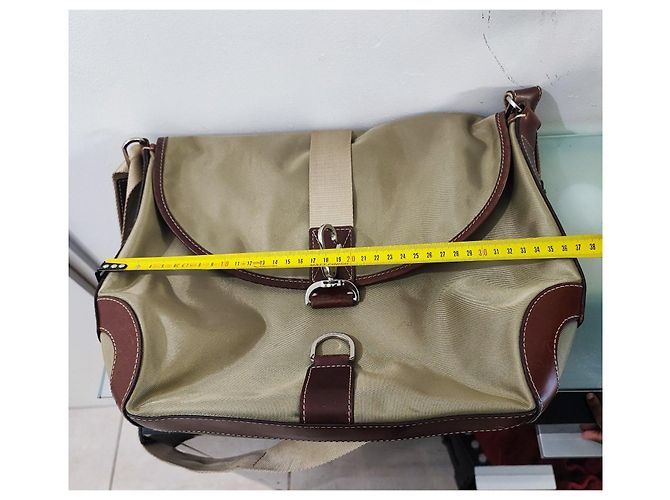 Lancel Borsa a Tracolla in Tela e Pelle Marrone Cachi - vista 10