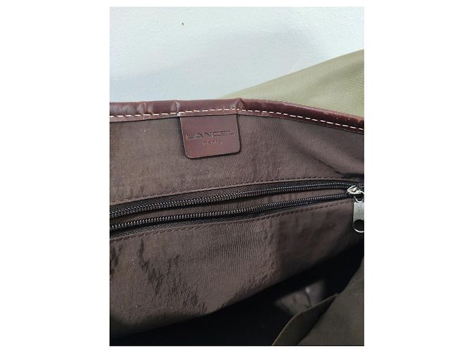 Lancel Borsa a Tracolla in Tela e Pelle Marrone Cachi - vista 6
