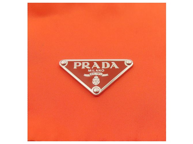 Borsa a tracolla Prada Logo in nylon arancione - vista 8