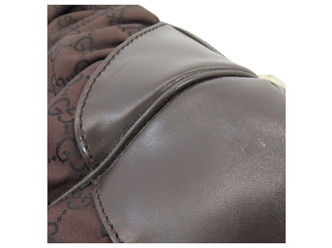 Borsa Tote in Nylon Marrone Scuro Gucci - vista 12
