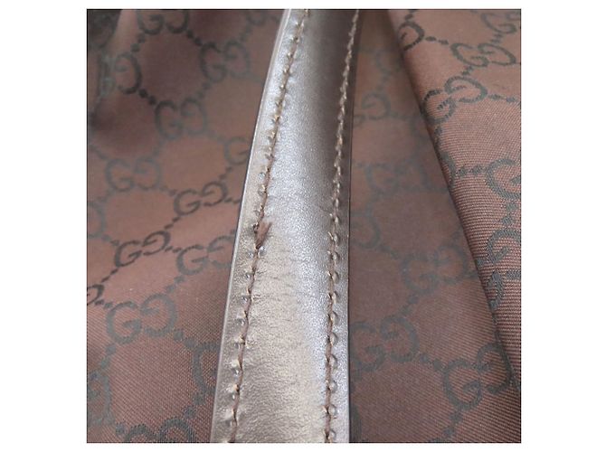 Borsa Tote in Nylon Marrone Scuro Gucci - vista 20