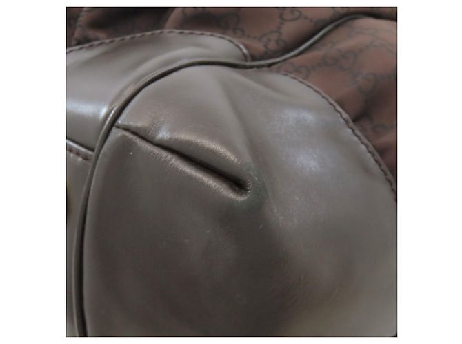 Borsa Tote in Nylon Marrone Scuro Gucci - vista 22