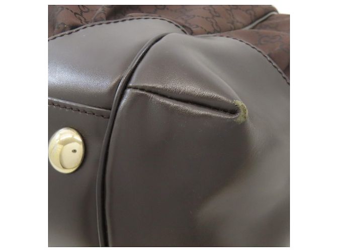 Borsa Tote in Nylon Marrone Scuro Gucci - vista 24