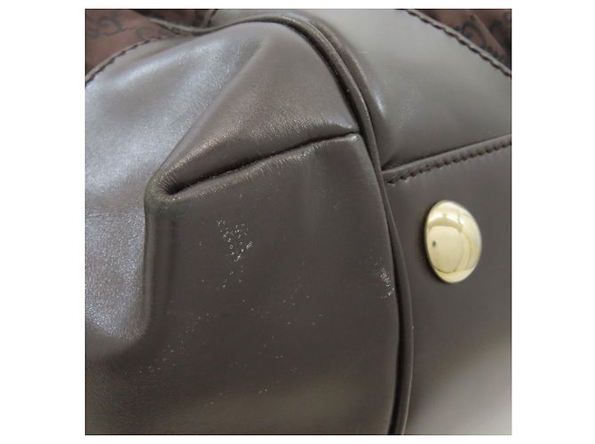Borsa Tote in Nylon Marrone Scuro Gucci - vista 25