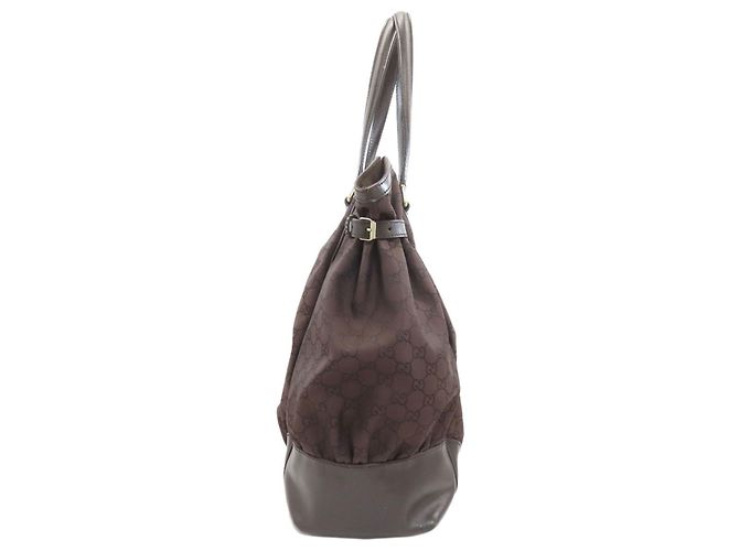 Borsa Tote in Nylon Marrone Scuro Gucci - vista 3