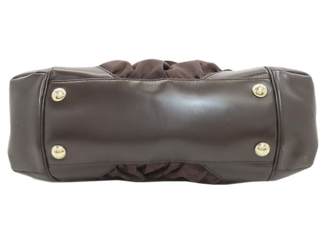 Borsa Tote in Nylon Marrone Scuro Gucci - vista 4