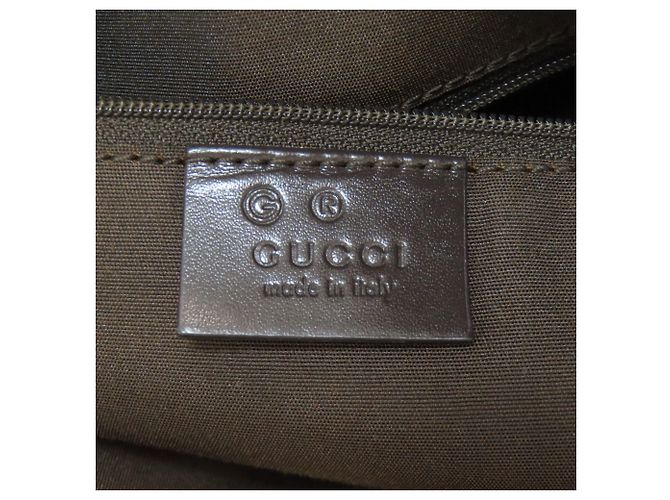 Borsa Tote in Nylon Marrone Scuro Gucci - vista 6