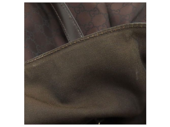 Borsa Tote in Nylon Marrone Scuro Gucci - vista 9