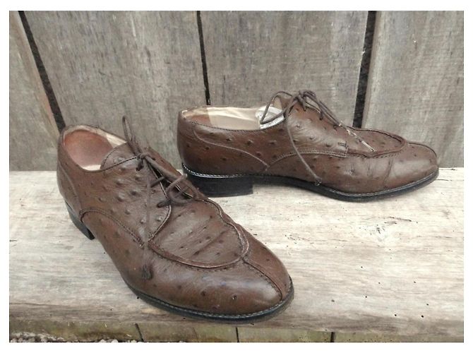 Autre Marque Renouard Derby en piel de avestruz Castaño - vista 3