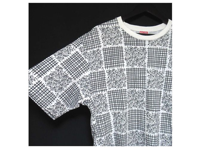 Camiseta de algodón con estampado floral y cuadros Kenzo Negro Blanco - vista 3