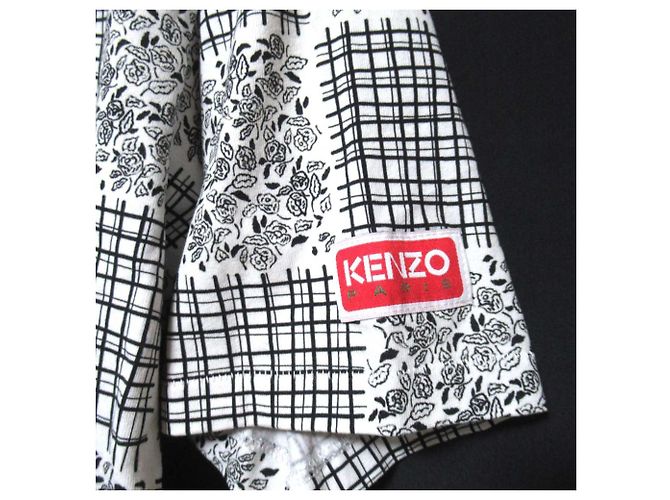 Camiseta de algodón con estampado floral y cuadros Kenzo Negro Blanco - vista 4