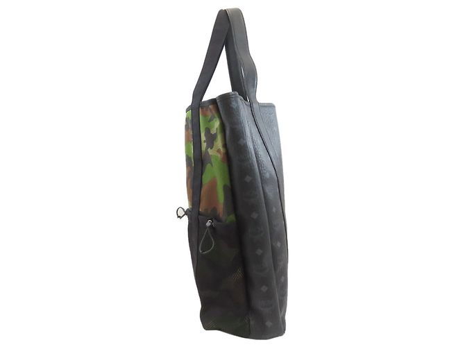 MCM Camouflage Muster Tote Bag Schwarz Khaki - Ansicht 3