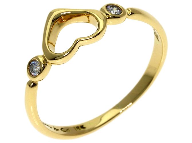 Elsa Peretti Tiffany & Co. 18K Gelbgold Open Heart Ring mit Diamanten - Ansicht 2