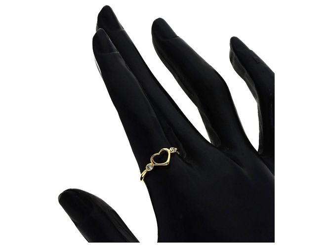 Elsa Peretti Tiffany & Co. 18K Gelbgold Open Heart Ring mit Diamanten - Ansicht 7
