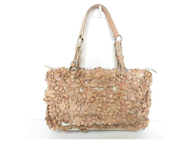 Autre Marque Francesco Biasia Lederhandtasche mit Blumenmotiv Beige - Ansicht 2