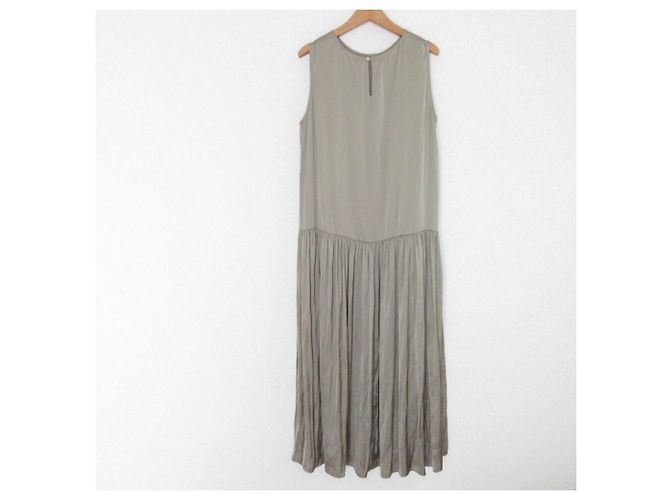 Autre Marque Ärmelloses langes Kleid mit seitlicher Raffung & DEAR Grün Khaki - Ansicht 2