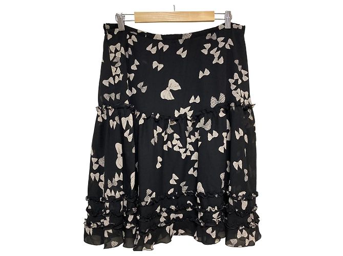Autre Marque Falda de volantes con estampado de cinta Ingeborg Negro - vista 2