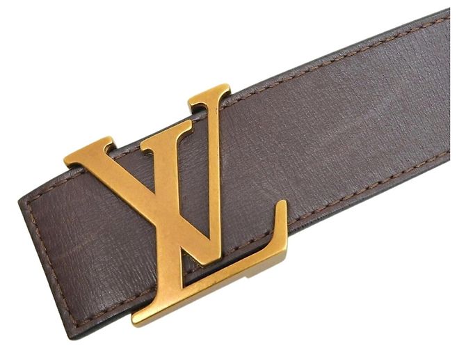 Cintura in pelle Louis Vuitton Utah Ceinture Initials M6902 da uomo Marrone scuro - vista 3