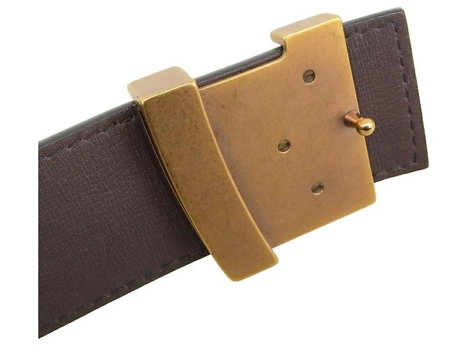 Cintura in pelle Louis Vuitton Utah Ceinture Initials M6902 da uomo Marrone scuro - vista 4