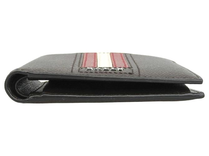 Cartera bi-fold a rayas Bally Blanco Roja Marrón oscuro - vista 4
