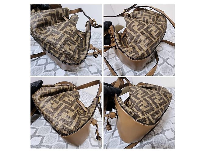 Fendi Pomodorino Mini Borsa a Secchiello Zucca Marrone - vista 13