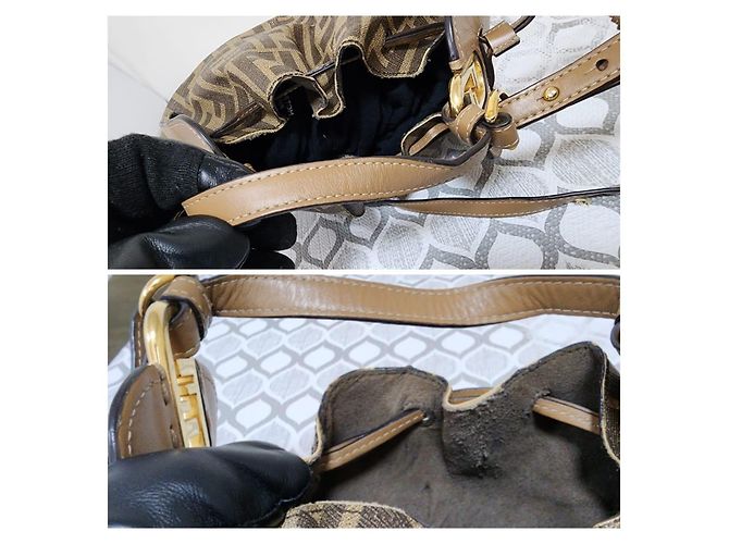 Fendi Pomodorino Mini Borsa a Secchiello Zucca Marrone - vista 7