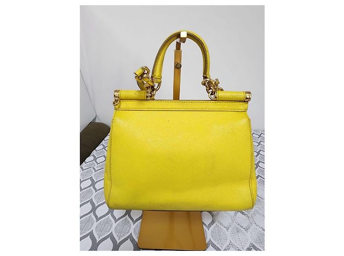 Dolce & Gabbana Small Miss Sicily Dauphine Borsa Gialla Giallo - vista 3