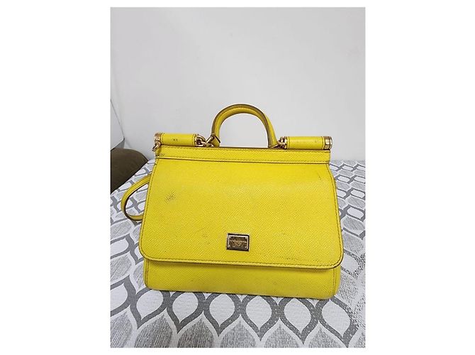 Dolce & Gabbana Small Miss Sicily Dauphine Borsa Gialla Giallo - vista 6