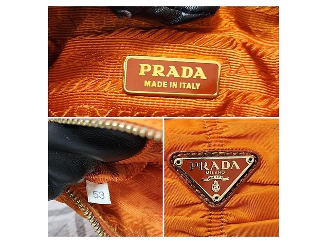 Prada Tessuto Gaufre Clutch in Nylon Arancione - vista 2