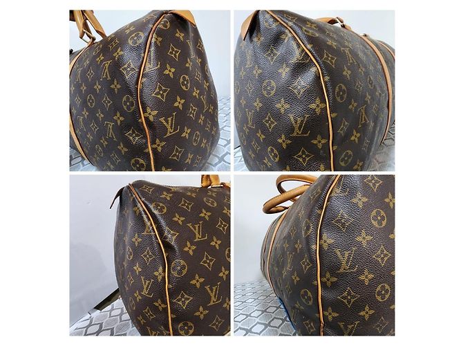 Louis Vuitton Keepall Bandoulière 50 Monogram Patches Marrone Beige - vista 10