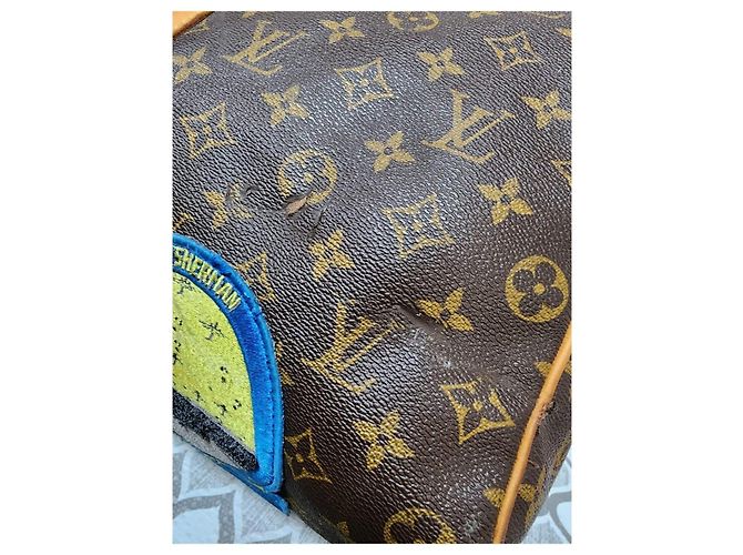 Louis Vuitton Keepall Bandoulière 50 Monogram Patches Marrone Beige - vista 12