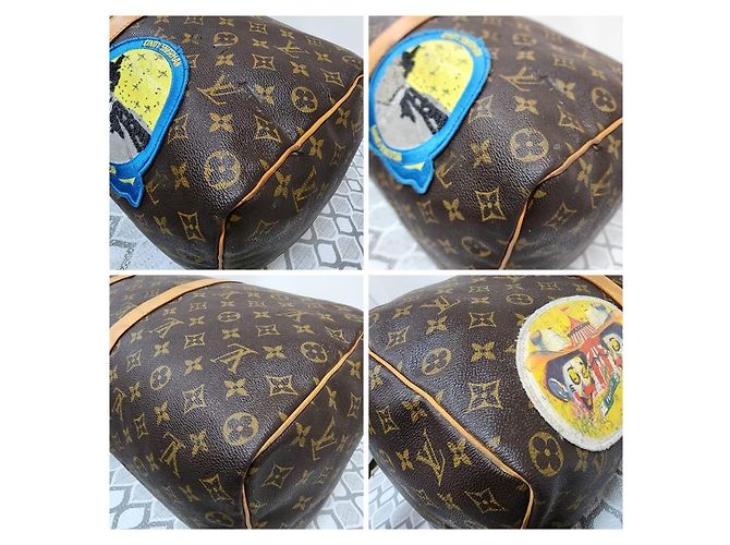 Louis Vuitton Keepall Bandoulière 50 Monogram Patches Marrone Beige - vista 13